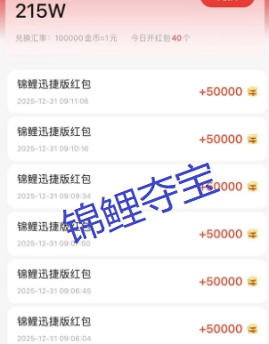 锦鲤夺宝奖励记录